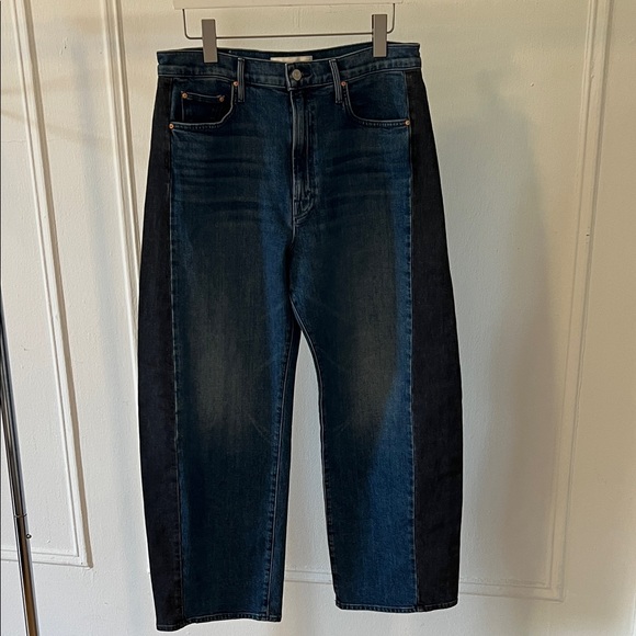 MOTHER Women's Two-Tone Blue Barrel Leg Jeans - Picture 2 of 6